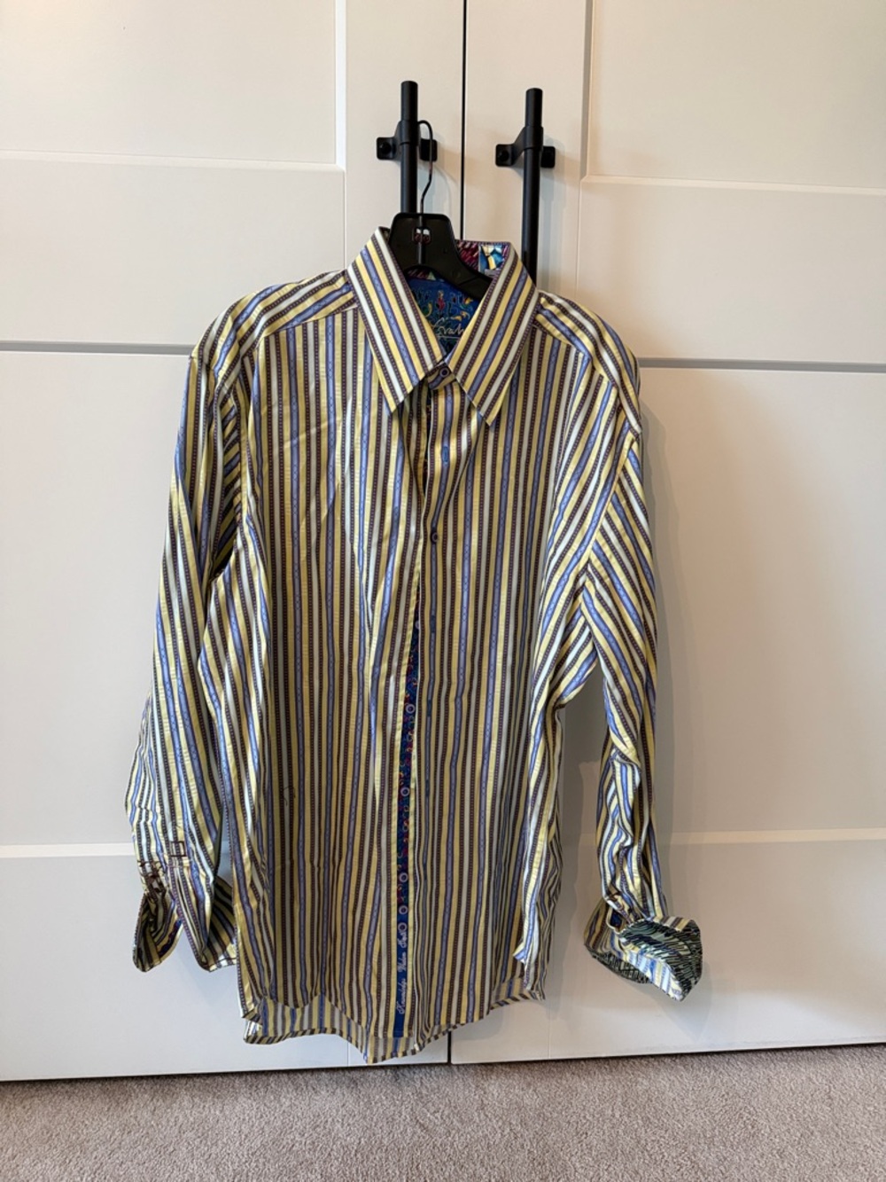Robert Graham Men's Striped Dress Shirt in Yellow & Blue